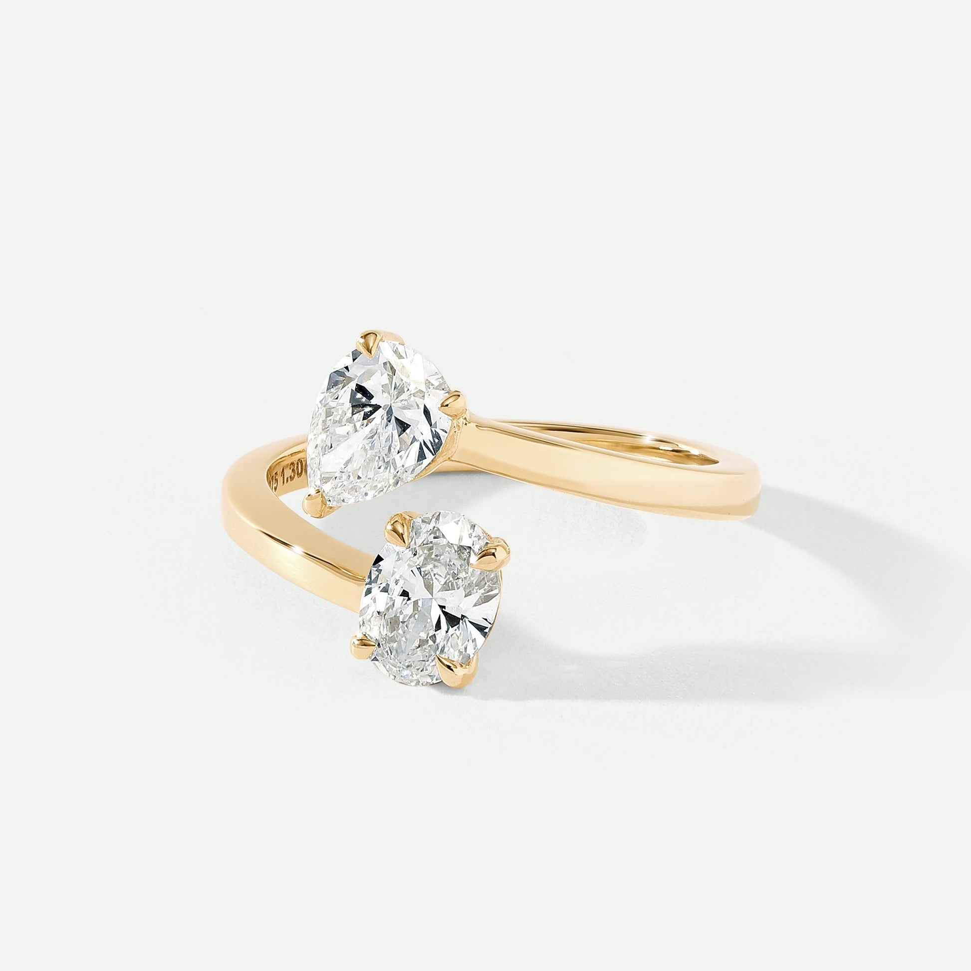 Giselle | 9ct Yellow Gold 1.30ct tw Lab Grown Diamond Toi et Moi Ring-3